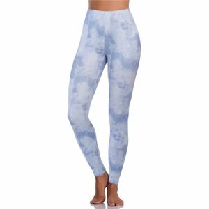T TAHARI Cloud print high rise  leggings Sz L